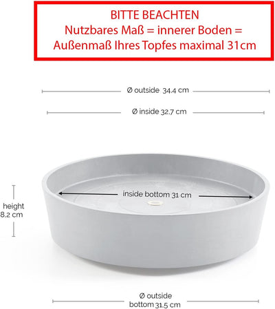 ECOPOTS Untersetzer rollbar für Blumentopf Amsterdam Dunkel Grau Durchmesser innen 31 cm/aussen 34 c