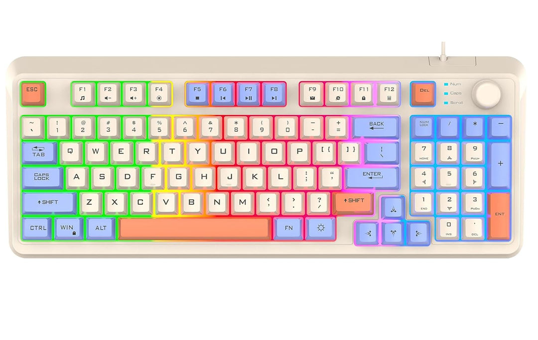 Lancoon Kabelgebundene Gaming Tastatur mit 94 Tasten Mechanisch 3 Farben Gemischte Tastenkappen Cool