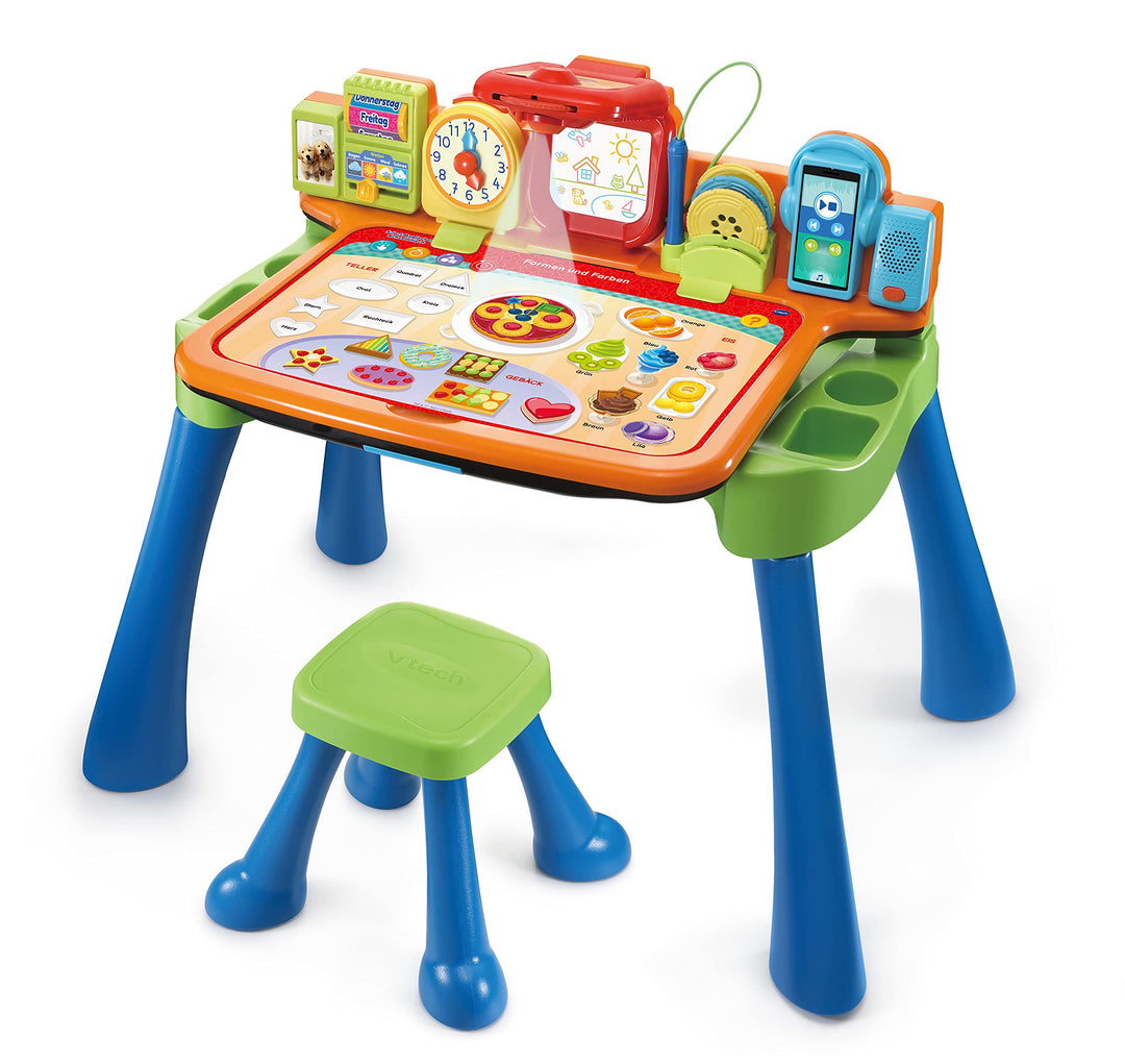 VTech 5-in-1 Magischer Schreibtisch – Interaktiver Kinderschreibtisch inkl. Hocker – Mit Kreidetafel