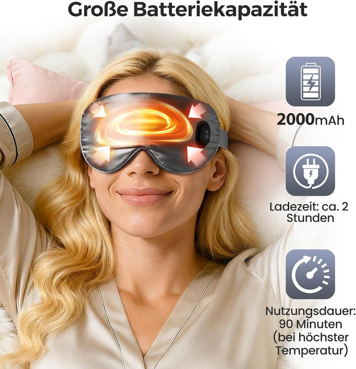 Beheizbare Augenmaske, Aufladbare Augenmaske Wärmend, Grau, Grau