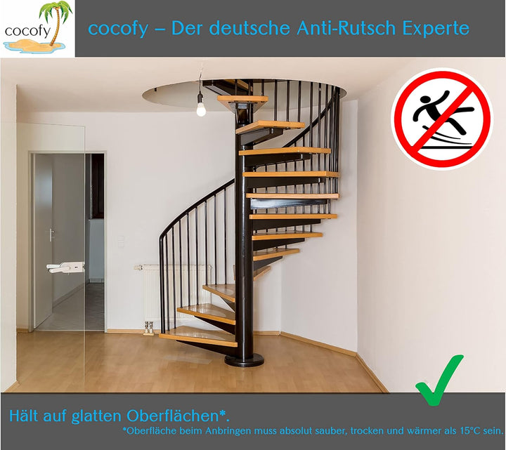 cocofy Antirutsch Stufenmatten schmal Kleinformat 16x (55x15 cm) für Wendeltreppe innen, Raumspartre