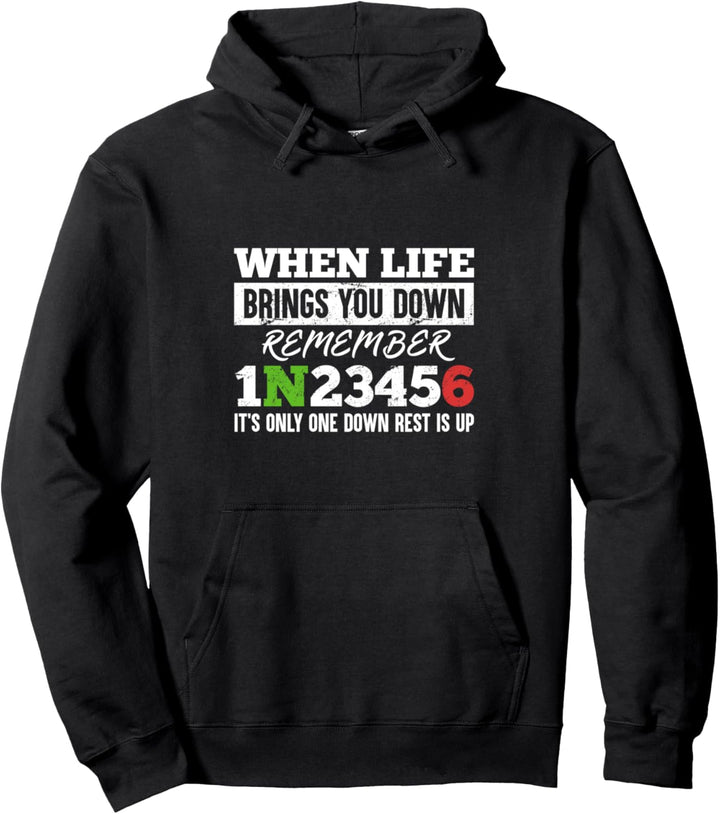 1N23456 Motorrad Schaltung Motorradfahrer Motiv Pullover Hoodie