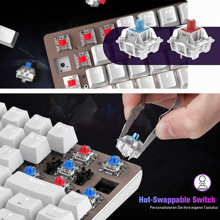 Hotswapple Gaming-Tastatur, 80% Mechanische Rote Schalter Keyboard mit weisse LED-Hintergrundbeleuch