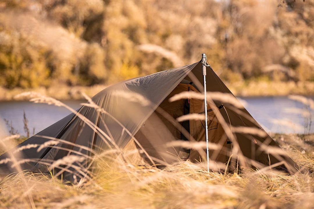 Bushmen Lodger Core Tent braun-Tunnelzelt mit Moskitonetz für Zwei Personen 250 cm extra lang