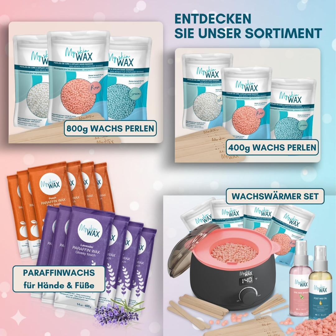 Wachswärmer professionell, Digitales Waxing Set mit Silikonschale, 400 g hypoallergenes Heisswachs: