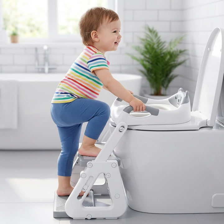 Orzbow Toilettensitz Kinder mit Treppe, Stabil Kinder Toilettensitz mit Dreiecksstruktur, Verlängert