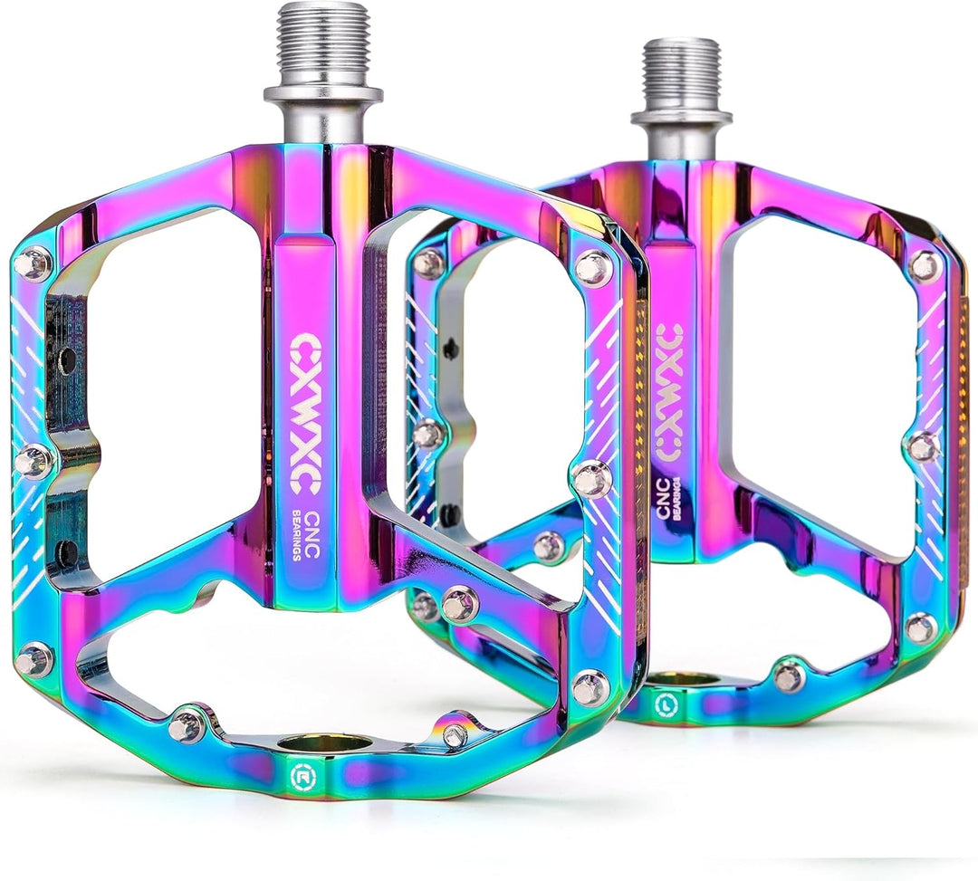 CXWXC Fahrradpedale mit Reflektoren 9/16 Zoll CNC Aluminium MTB Pedale Leichtgewichts, Antirutsch fü