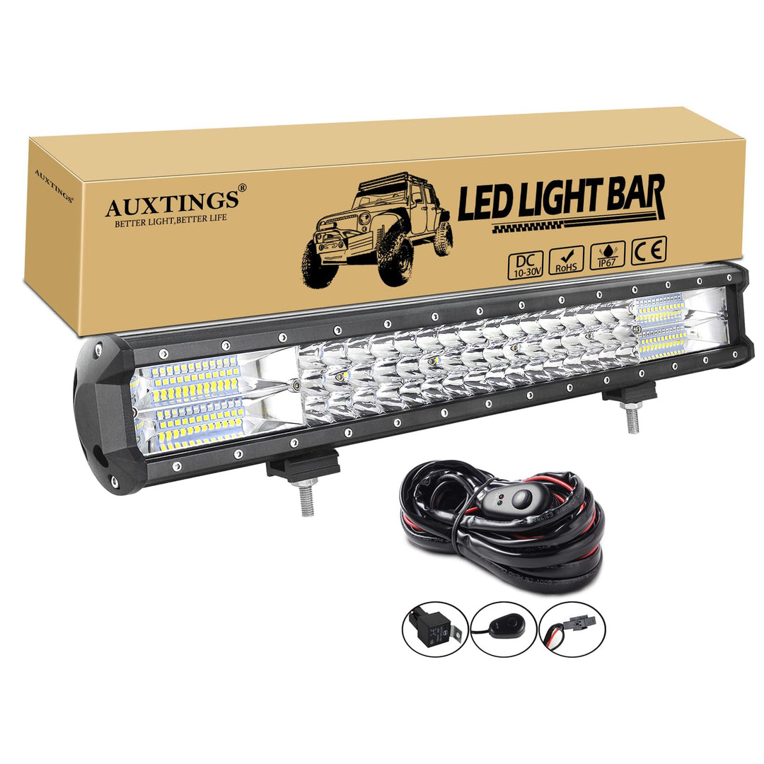 AUXTINGS 20 Zoll 288W LED Lichtleiste dreireihig Spot Flood Combo Beam Off Road Lichter wasserdicht