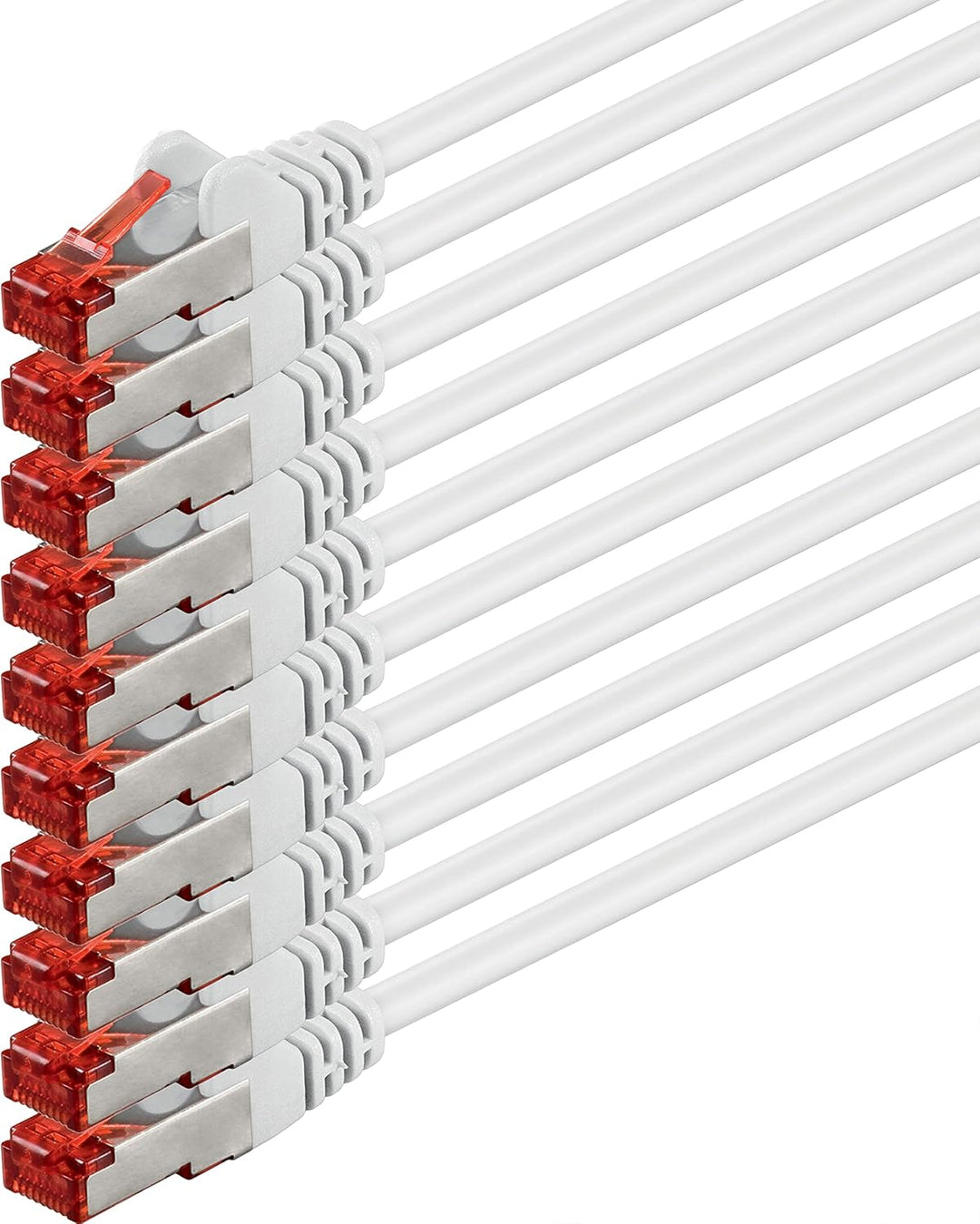 1aTTack CAT6 S/FTP Netzwerk Patch Kabel doppelt geschirmt PIMF mit 2 x RJ45 Stecker Set (10 Stück) w
