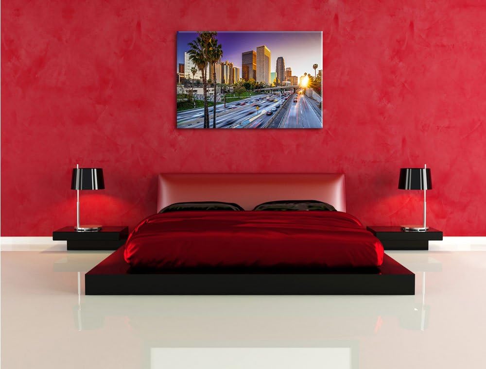 Pixxprint Strassenverkehr in Los Angeles, Format: 100x70 auf Leinwand, 100x70