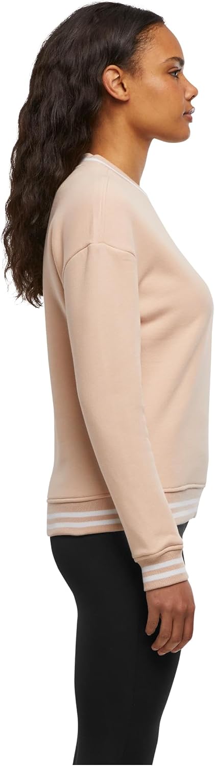 Build Your Brand Damen Sweatshirt Ladies College Crew Pullover, Frauen Sweater mit Streifen an den B