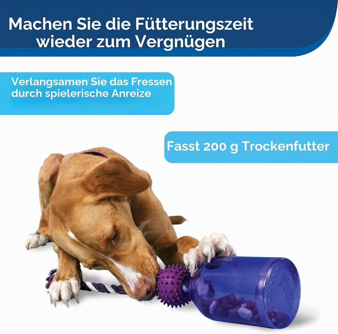 PetSafe Busy Buddy Tug-a-Jug Hundespielzeug, Snackspender mit Seil, Beschäftigung und Gewichtskontro