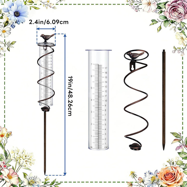 Regenmesser Litermesser, Glas Niederschlagsmesser, Niederschlagsmesser mit Erdspiess Metall, Gartend