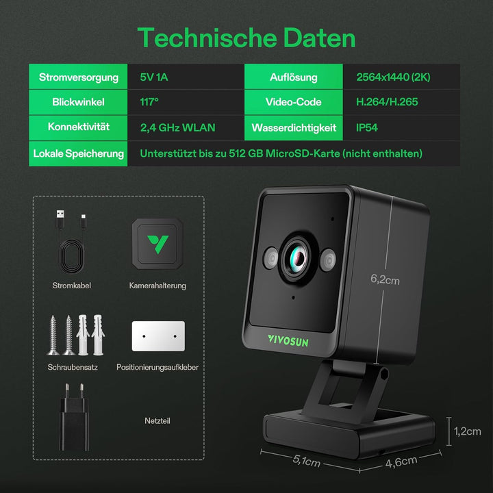 VIVOSUN GrowCam C4 2K QHD WLAN Smart Kamera für Growzelt & Indoor Pflanzen, mit Zeitraffer, Nachtsic