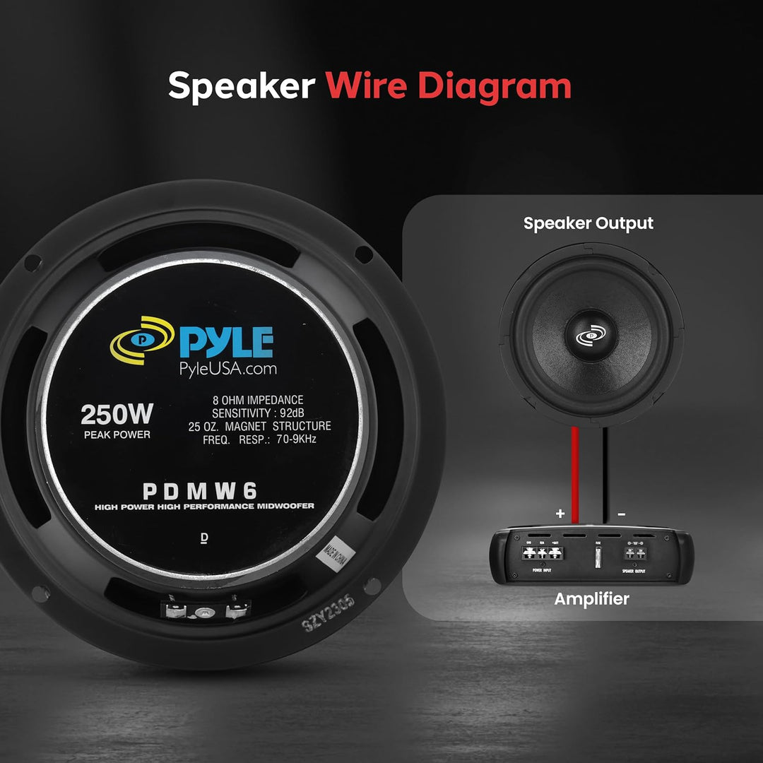 Pyle-Pro PDMW6 Midwoofer-Treiber 15,24 cm 8 Ohm