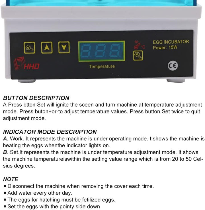 Ei-Inkubator,Ei-Inkubator Huhn Ente Goose Egg Incubators Digital Poultry Hatch Temperatur and Humidi