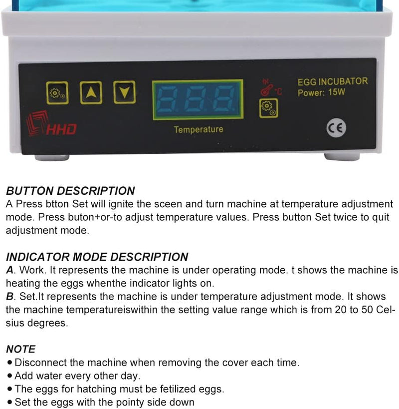 Ei-Inkubator,Ei-Inkubator Huhn Ente Goose Egg Incubators Digital Poultry Hatch Temperatur and Humidi