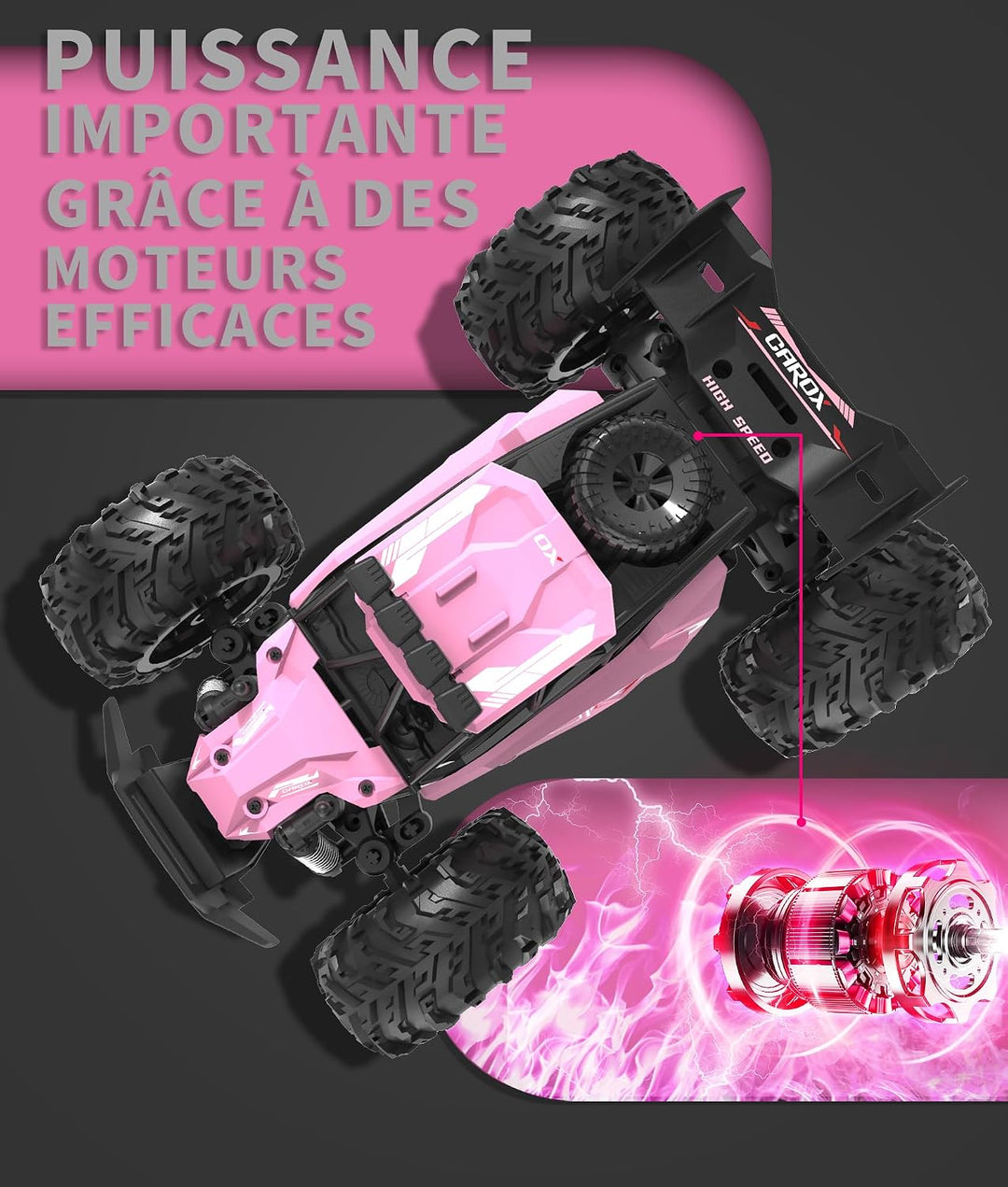Carox Ferngesteuertes Auto,2.4 GHz 25 km/h RC Auto,1:18 Off Road Monstertruck mit Scheinwerfer und F