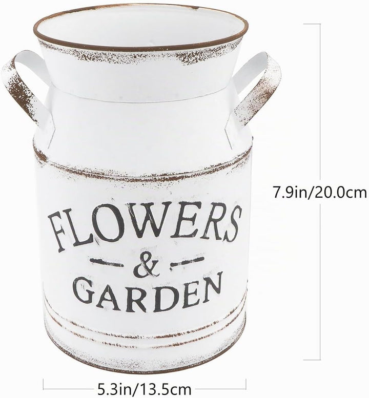 HEMOTON Shabby Blumentopf Deko Metall Krug Milchkanne Landhaus Stil Vase Pflanzentopf rustikal Vinta