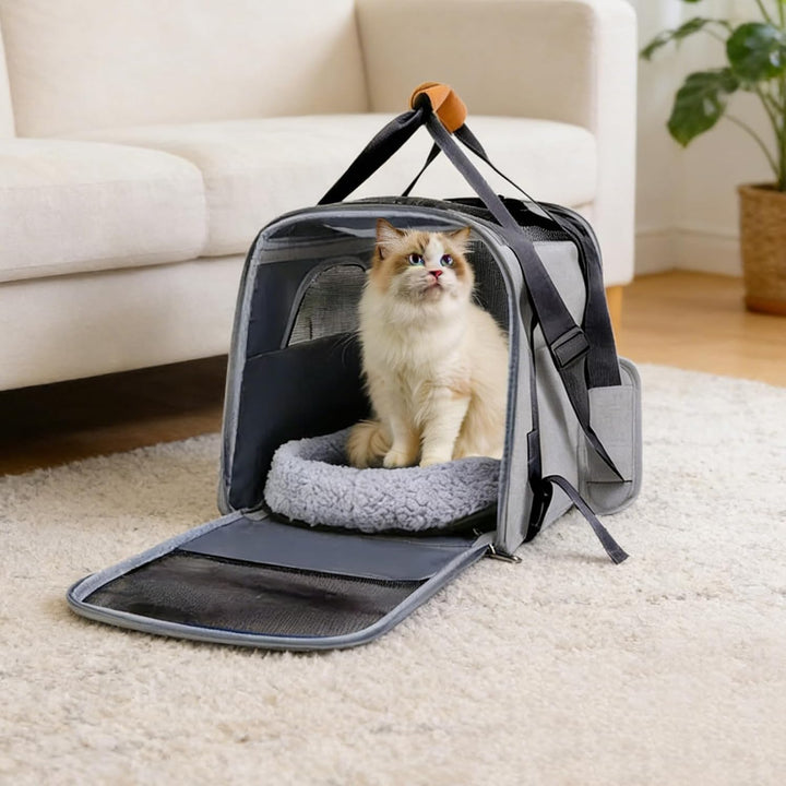 Katzentransporttasche Faltbar für Katzen &amp; Kleine Hunde, 45 × 33 × 35 cm (Grau), Grau