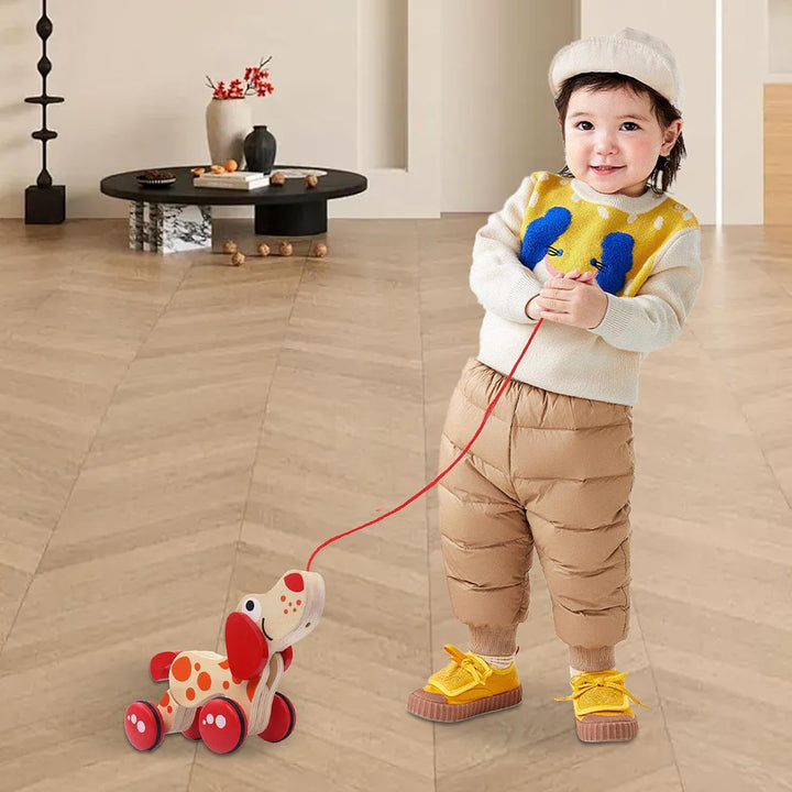 Wooden Pull Toys - Wood, 11.42x4.72x3.94in Puppy Pull-Along Toy | Walking Developmental String Toy,