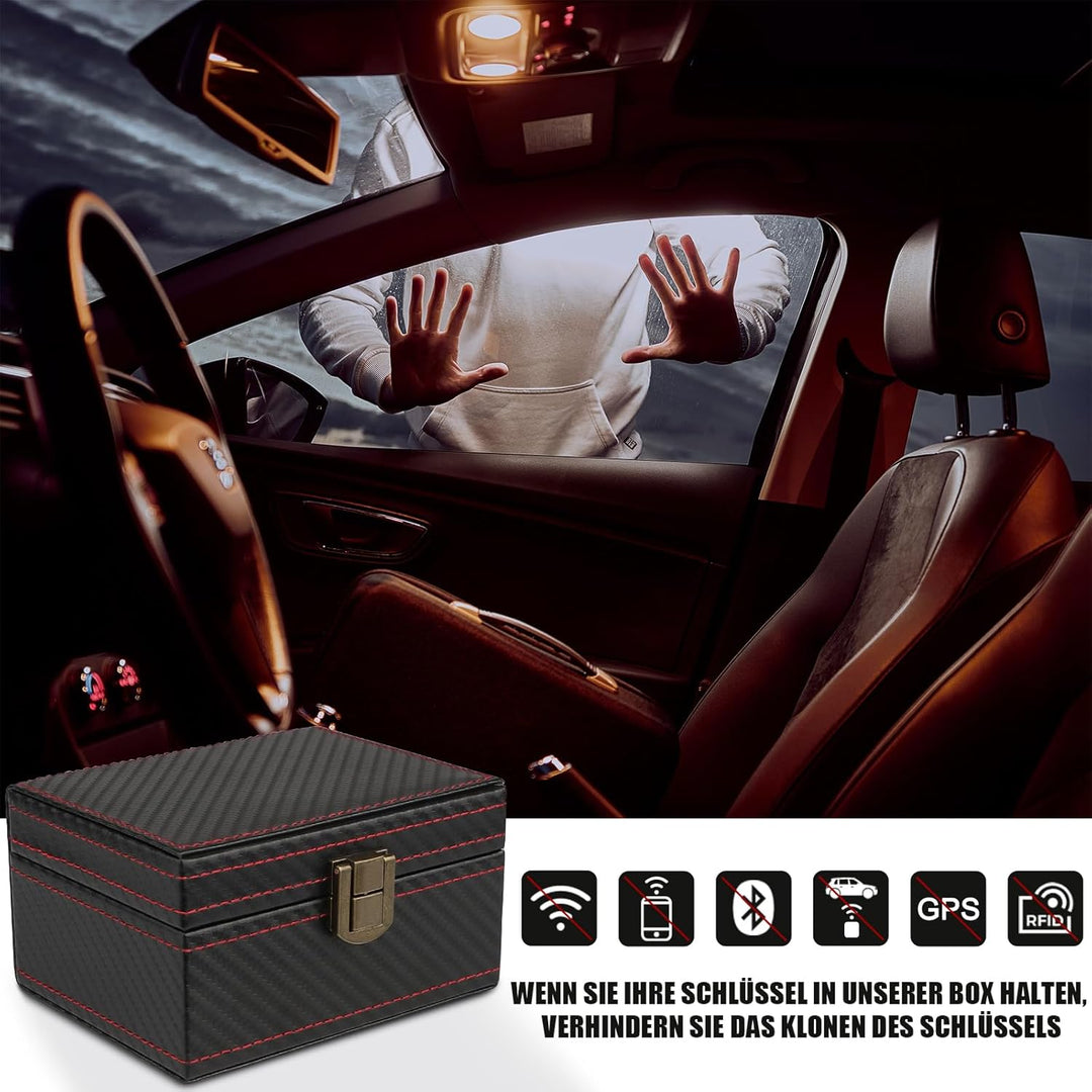 Diyife Autoschlüssel Faraday Box, Keyless Go Schutz Autoschlüssel Box, Premium Leder Anti-Diebstahl