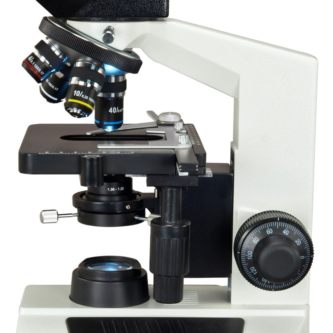 AmScope M837ZL-A191BD-C90U OMAX 40X-2500X Helleres Dunkelfeld-LED-Trinokular-Verbundmikroskop mit 9M