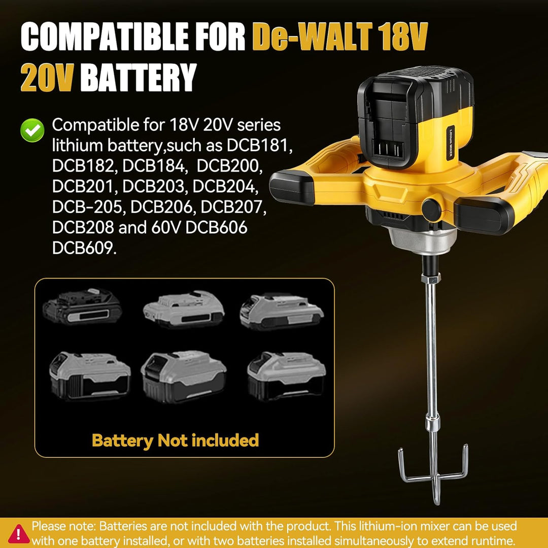 Akku Farbmörtelrührer Kompatibel mit Dewalt 18V Batterie, Bürstenlos Rührwerk Mörtelrührer Tragbarer