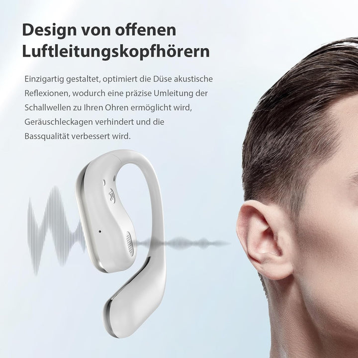 EUQQ Open Ear Kopfhörer 50 Std Kabellos Bluetooth 6.1 HiFi Kopfhörer mit Flexiblem Ohrhaken 4 ENC Mi