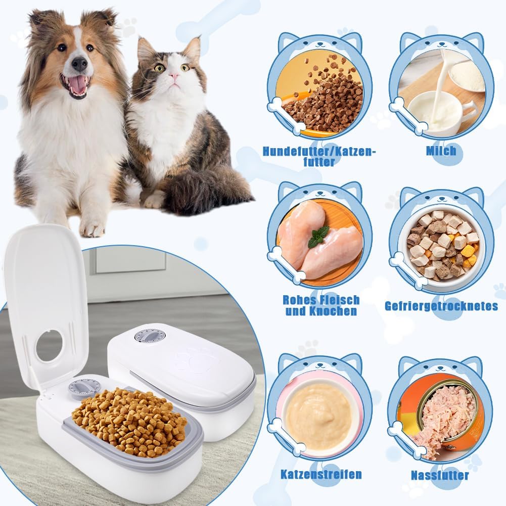 Tyafzzn Futterautomat Katze für Mahlzeiten, Automatischer Futterspender Katze, Katzen Futterautomate