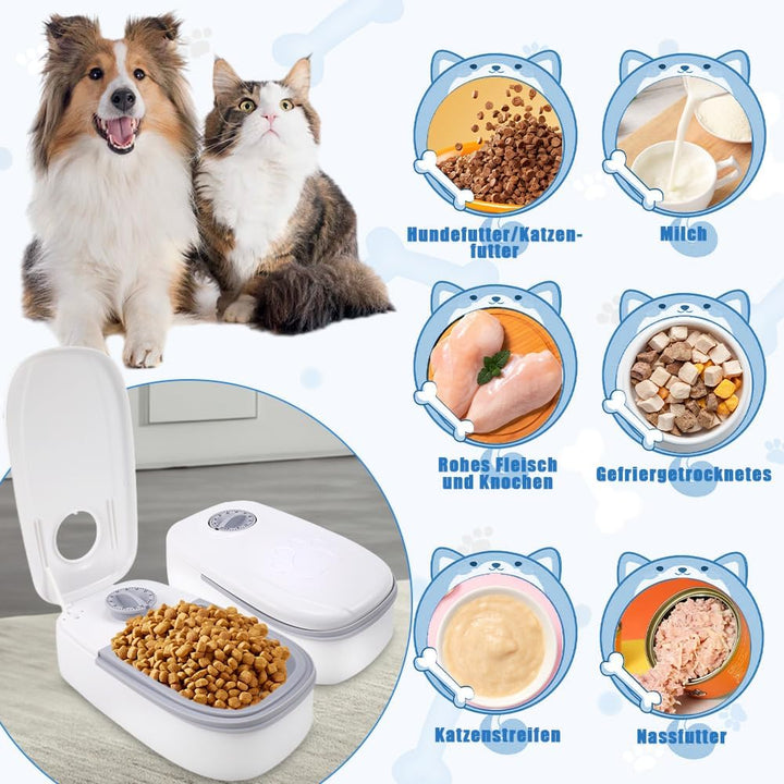 Tyafzzn Futterautomat Katze für Mahlzeiten, Automatischer Futterspender Katze, Katzen Futterautomate
