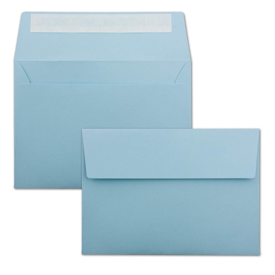 200x Briefumschläge Hell-Blau DIN C6 Format 11,4 x 16,2 cm - Haftklebung - Kuverts ohne Fenster - We