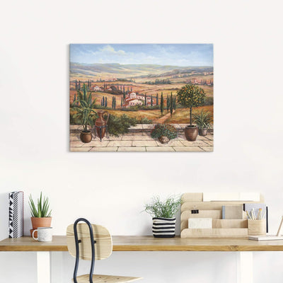 Artland Leinwandbild Wandbild Bild auf Leinwand 60x45 cm Wanddeko Toskana Landschaft Italien Natur M