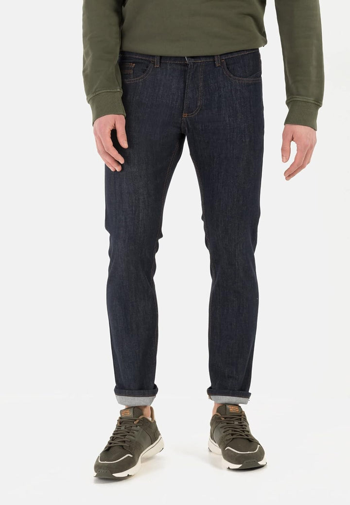 camel active Herren Slim Fit Organic Cotton-Mix Jeans 38W / 36L Dunkelblau, 38W / 36L Dunkelblau