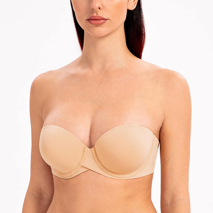 MELENECA Damen Push-Up Trägerlos BH - Bügel BH mit geformte Cups 70B Sonnenkuss, 70B Sonnenkuss