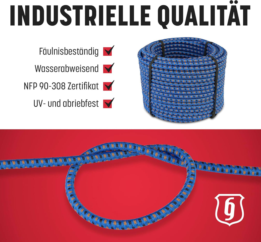 MAGMA Elastisches Seil Bungee-Seil für Schwimmbadabdeckungen 8mm, 25m. Gummiseil für Schwimmbad, Ang