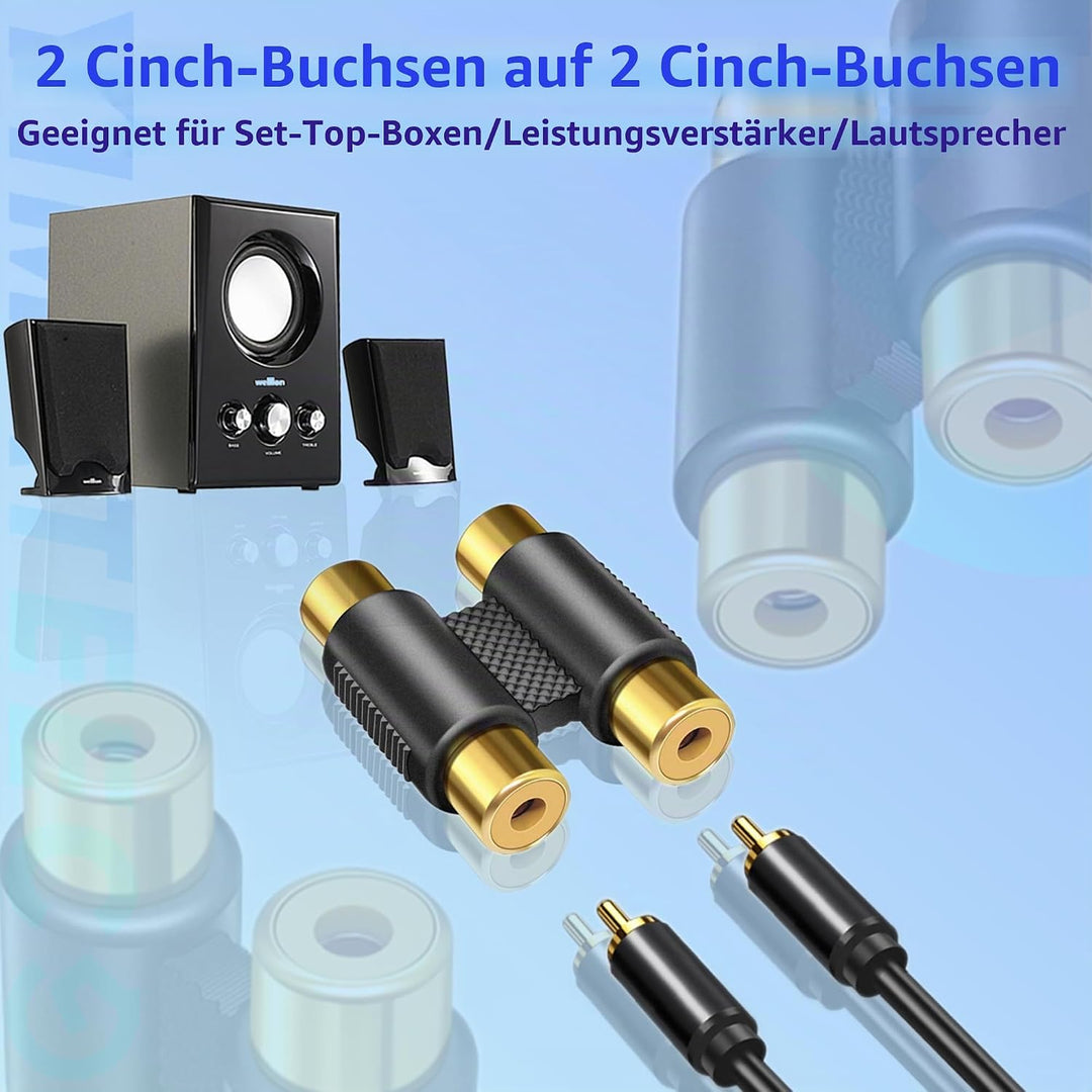 Cinch Koppler RCA Doppel Kupplung, 5 STK Cinch Buchse auf Buchse Kupplung 2 kanäle Adapterstecker Au