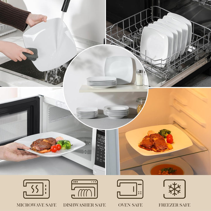 MALACASA, Serie Julia, 12 TLG. Set KLEIN Flachteller Porzellan Essteller Speiseteller für 12 Persone