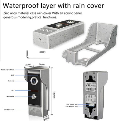 Video Türsprechanlage Türklingel mit kamera Intercom System, 1080P 7 Zoll Metall Material Monitor, G