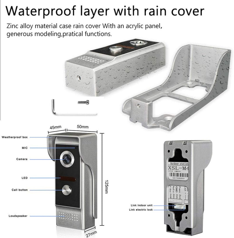 Video Türsprechanlage Türklingel mit kamera Intercom System, 1080P 7 Zoll Metall Material Monitor, G