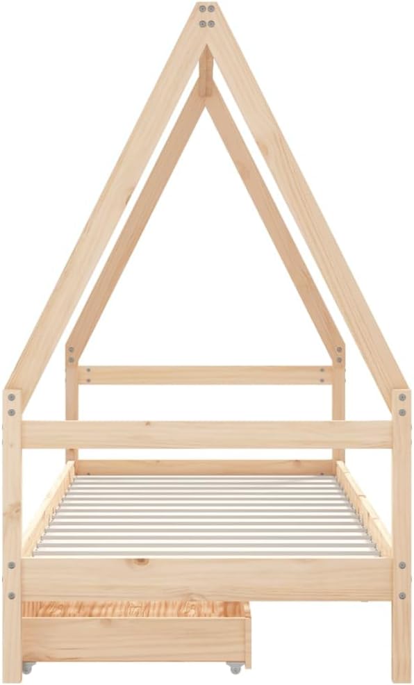 Festnight Hausbett 90x200 cm mit Schubladen ohne Matratze, Kinderbett mit Schubladen, Kinder Haus Be