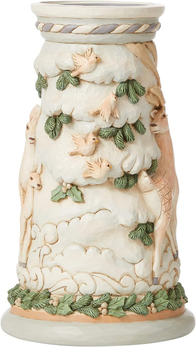 Enesco Jim Shore Heartwood Creek White Woodland Hirschsäule Stumpenkerzenhalter, 24,1 cm, mehrfarbig