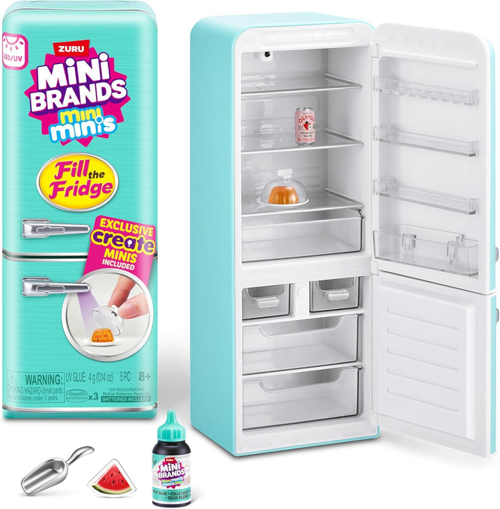 Mini Brands Fill The Fridge Spielset mit UV-Licht von ZURU, zum Sammeln, DIY, Harz zum Spielen, Exkl