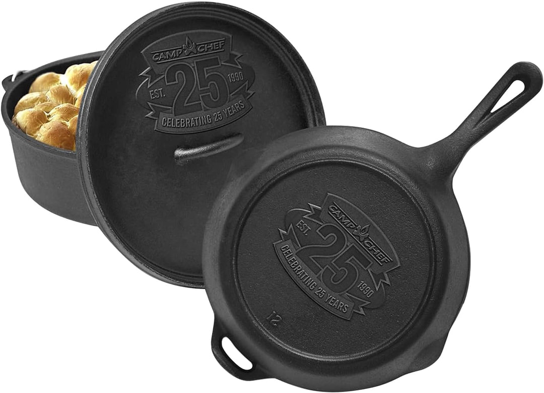 Camp Chef 25th Anniversary Cast Iron Set, 12" Dutch Oven und 12" Pfanne mit Deckel