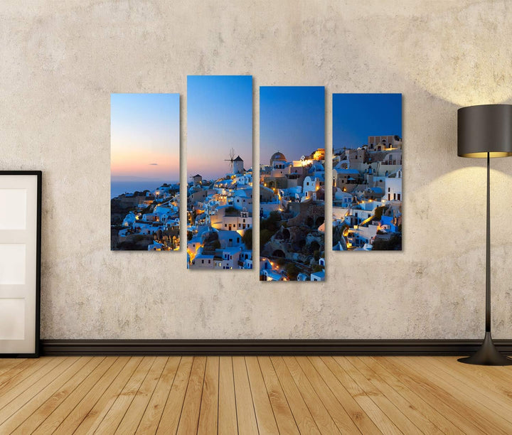 islandburner Bild auf Leinwand Santorini Oia Abend Dorf Insel Griechenland Bilder Wandbilder Poster