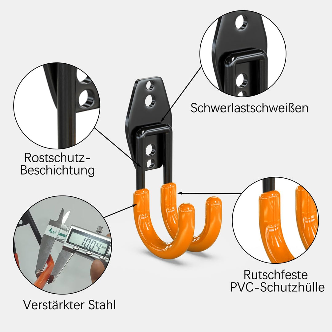 3-H 10 Stück Schwerlast Wandhaken mit verstärkten Schweisspunkten Robuste Wandhalterung für Garagen,