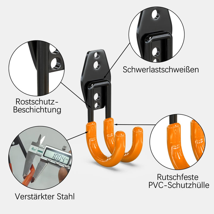 3-H 10 Stück Schwerlast Wandhaken mit verstärkten Schweisspunkten Robuste Wandhalterung für Garagen,