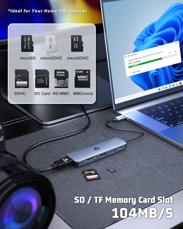 HOPDAY USB C Hub, 6 in 1 USB C Adapter für MacBook Air/Pro, Dual Display 4K HDMI Docking Station HD-