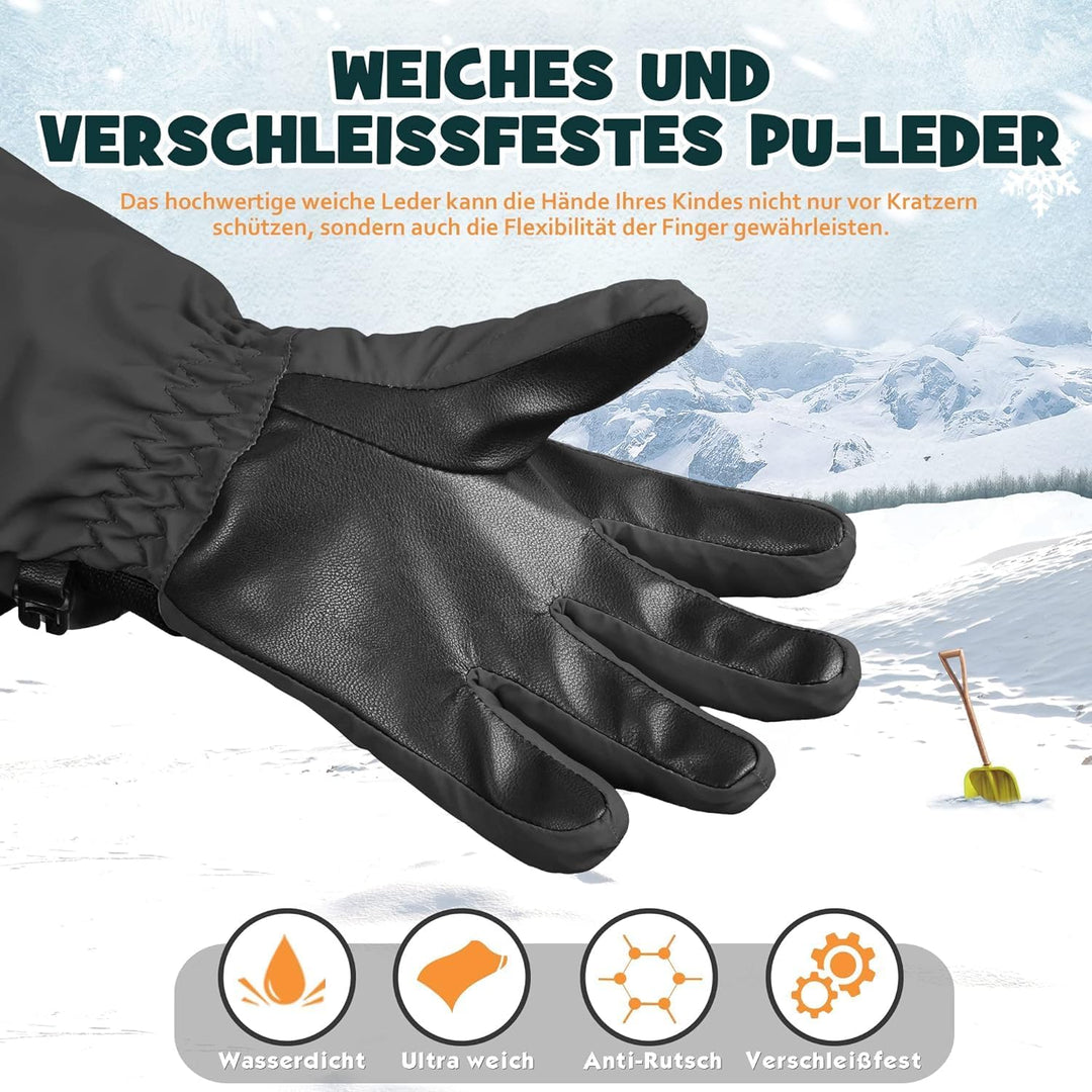 MCTi Kinder Skihandschuhe Wasserdicht Warm Schnee Winter Handschuhe Lange Stulpe Fleece gefüttert mi