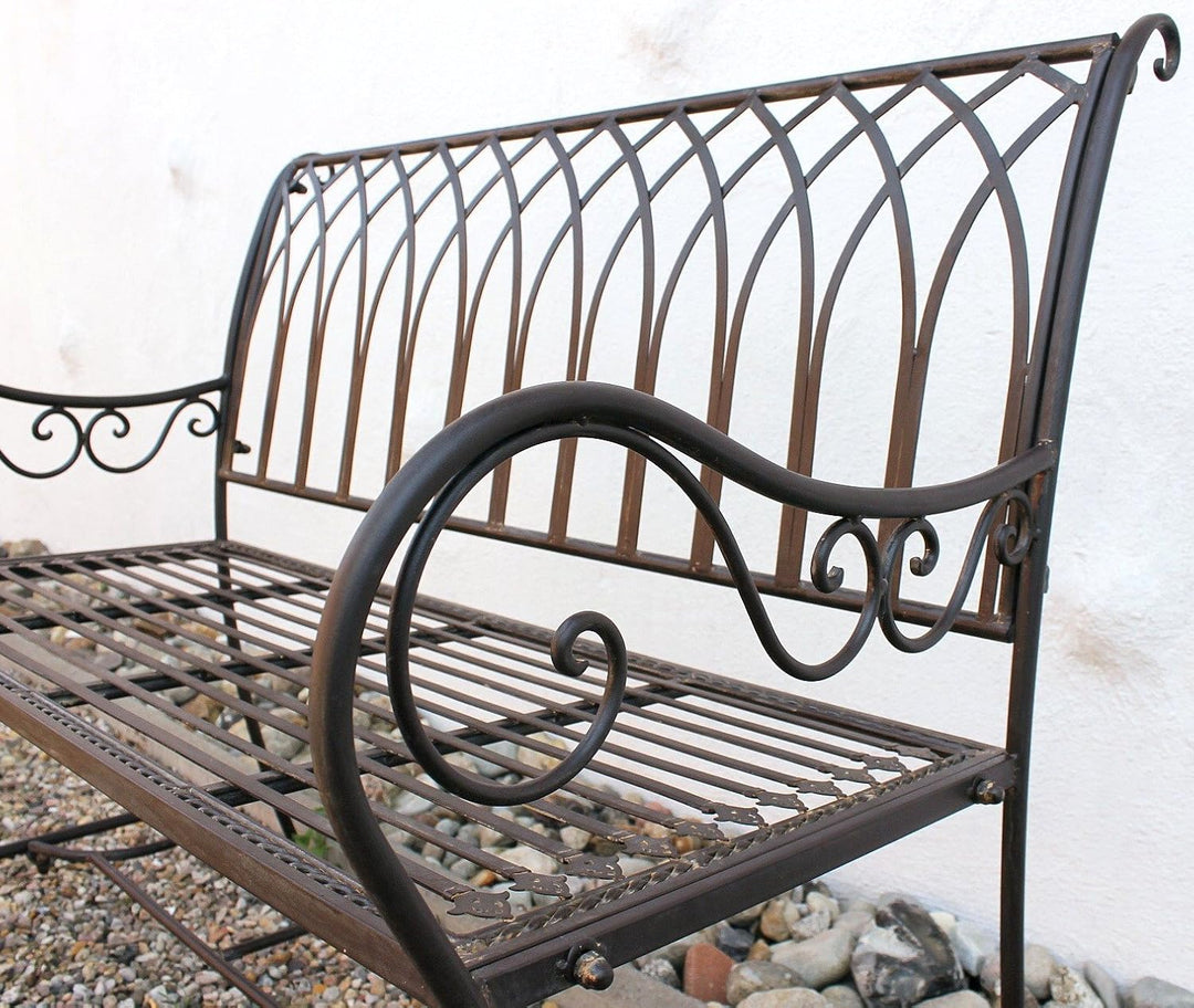DanDiBo Gartenbank Metall Wetterfest Braun 110 cm Parkbank Romina 2-Sitzer Baumbank Sitzbank